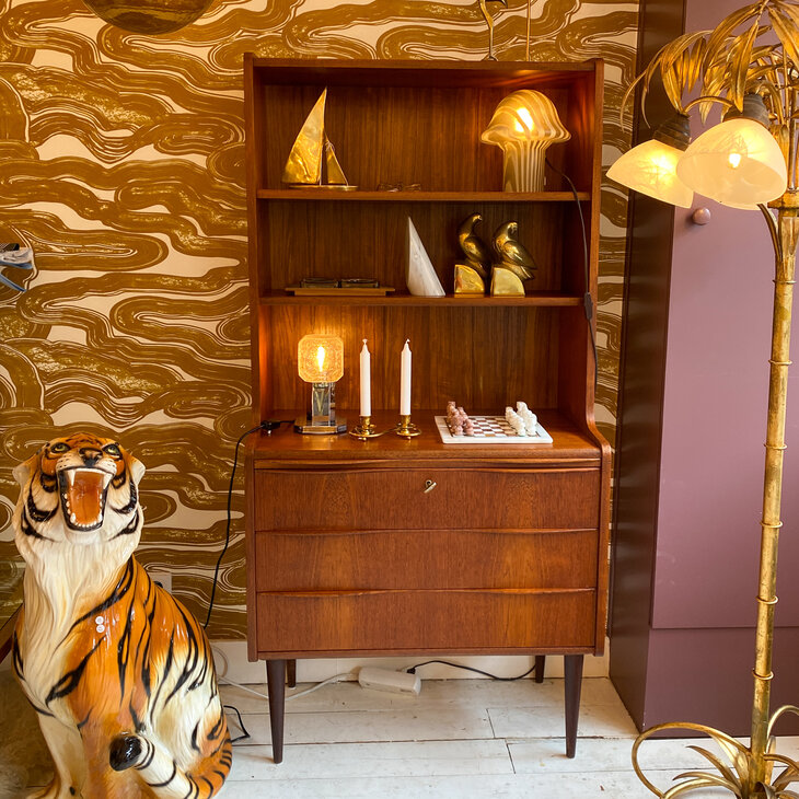 Vintage Deense boekenkast secretaire teak 1960s | Sprinkelhop