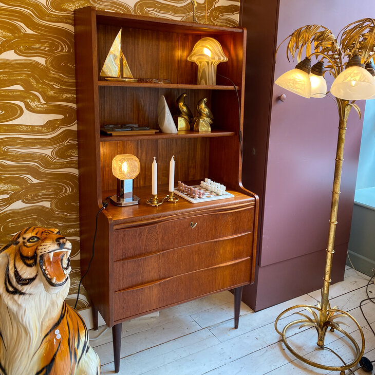 Vintage Deense boekenkast secretaire teak 1960s | Sprinkelhop