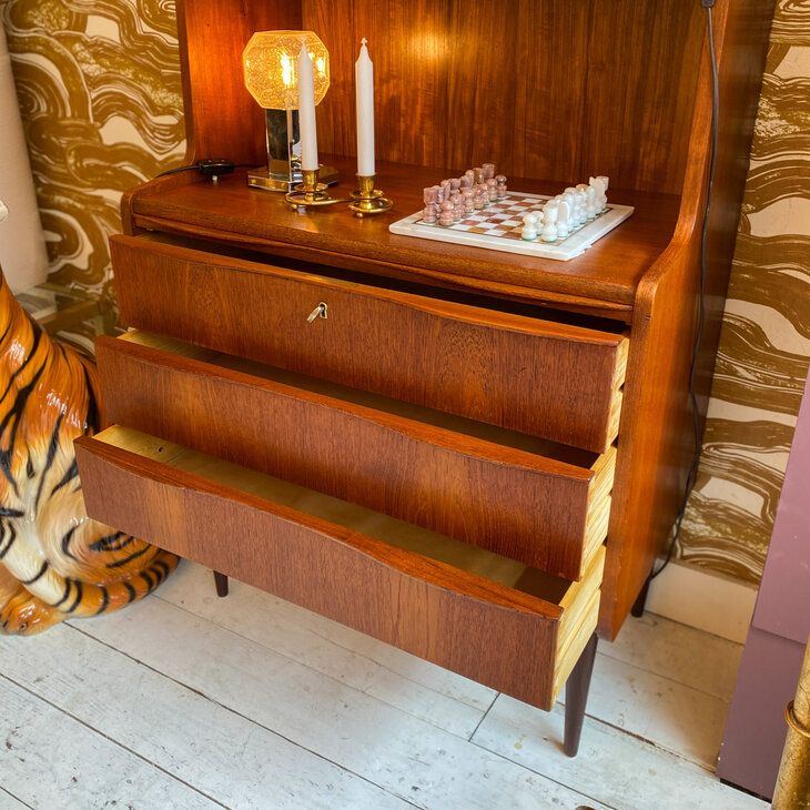 Vintage Deense boekenkast secretaire teak 1960s | Sprinkelhop