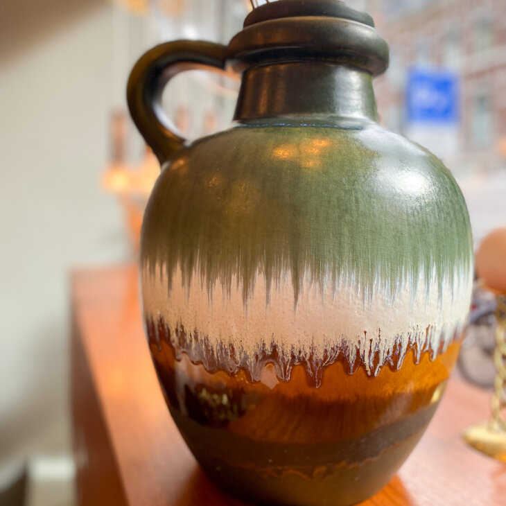 Vintage Scheurich West Germany vaas groen oker bruin 486-38 | Sprinkelhop