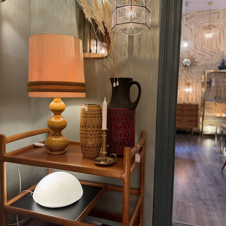 Vintage Kaiser Leuchten Bubble tafellamp 1970 okergeel | Sprinkelhop