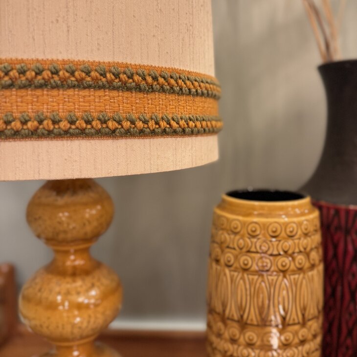 Vintage Kaiser Leuchten Bubble tafellamp 1970 okergeel | Sprinkelhop