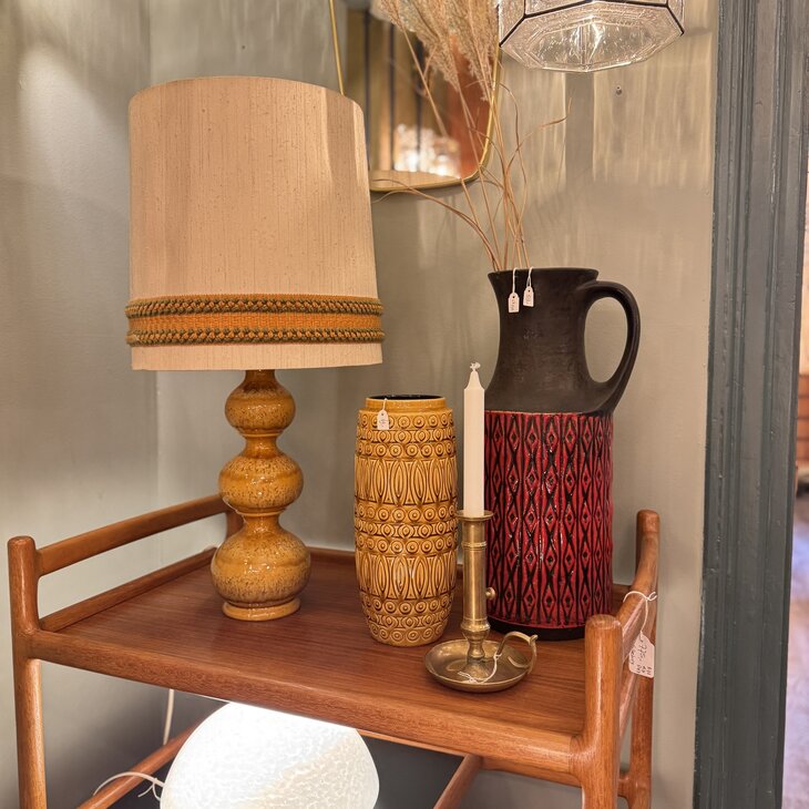 Vintage Kaiser Leuchten Bubble tafellamp 1970 okergeel | Sprinkelhop