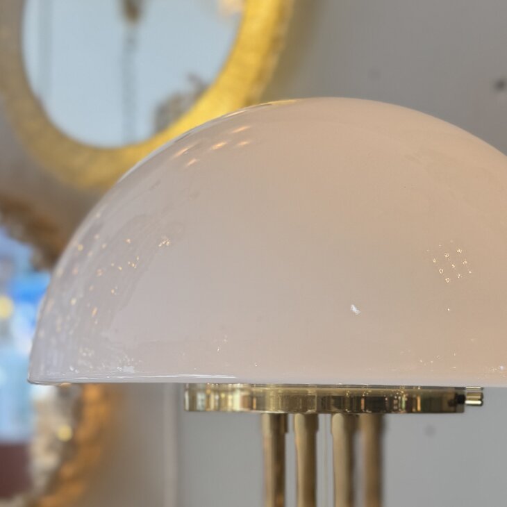 Vintage vloerlamp Glash&uuml;tte Limburg messing met melkglas | Sprinkelhop 