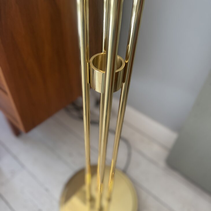 Vintage vloerlamp Glash&uuml;tte Limburg messing met melkglas | Sprinkelhop 