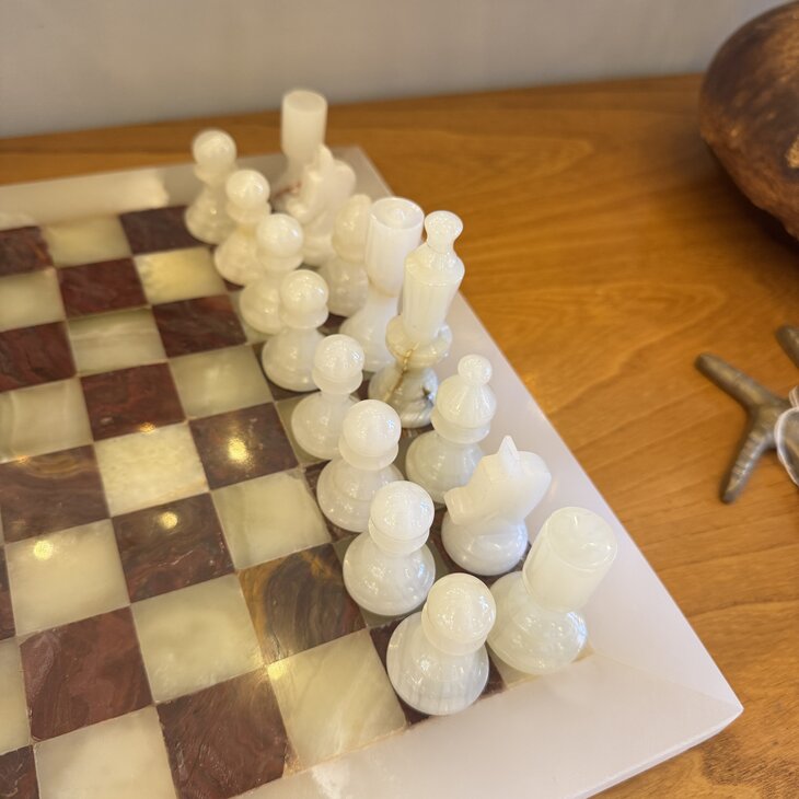 Vintage onyx marmeren schaakspel rood wit| Sprinkelhop