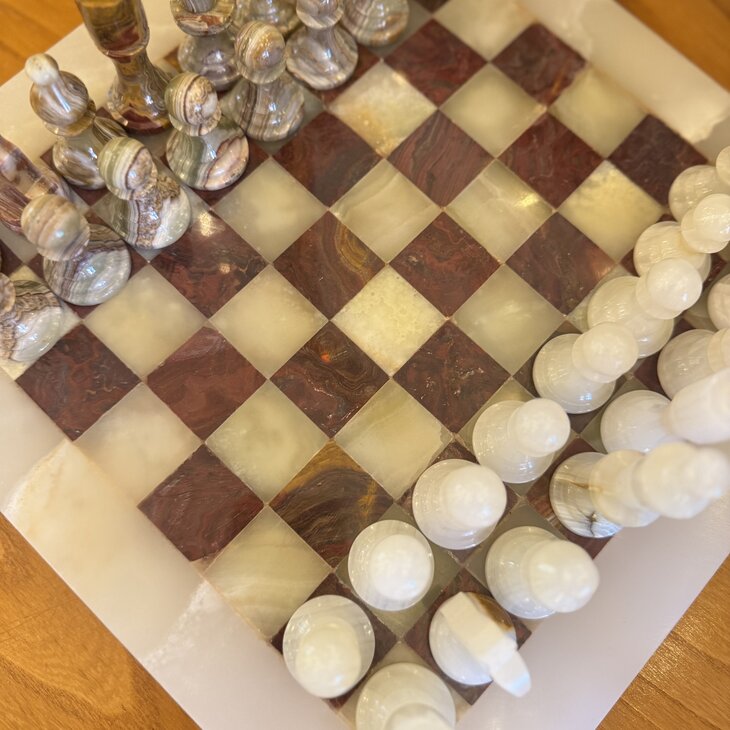 Vintage onyx marmeren schaakspel rood wit| Sprinkelhop