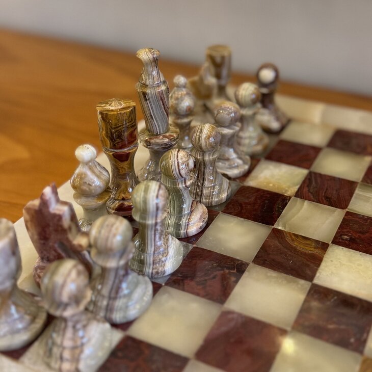 Vintage onyx marmeren schaakspel rood wit| Sprinkelhop