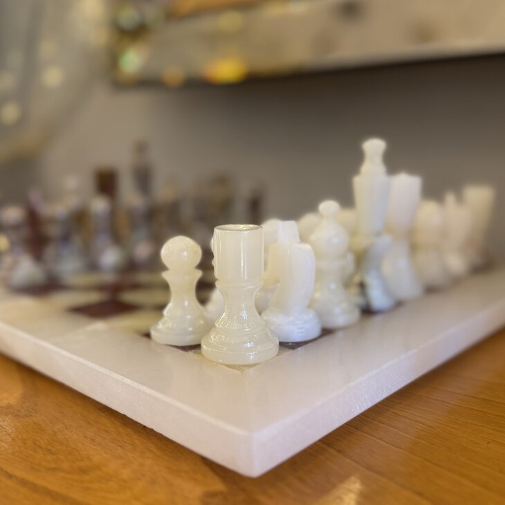 Vintage onyx marmeren schaakspel rood wit| Sprinkelhop