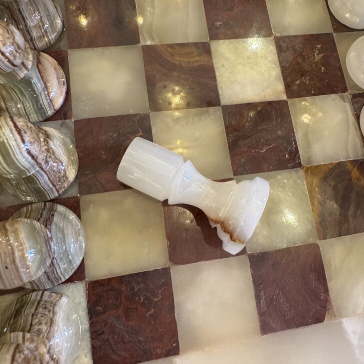 Vintage onyx marmeren schaakspel rood wit| Sprinkelhop