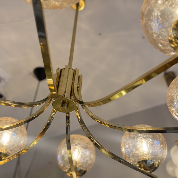 Vintage messing kroonluchter amber craquel&eacute; | Sprinkelhop