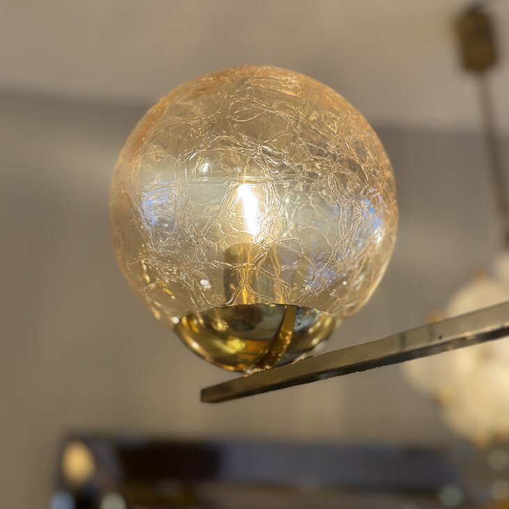 Vintage messing kroonluchter amber craquel&eacute; | Sprinkelhop