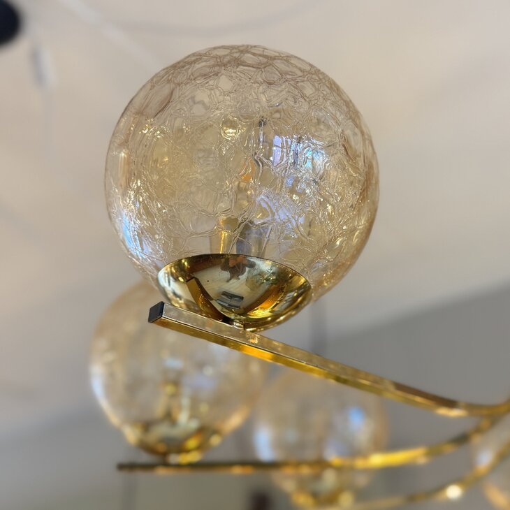 Vintage messing kroonluchter amber craquel&eacute; | Sprinkelhop