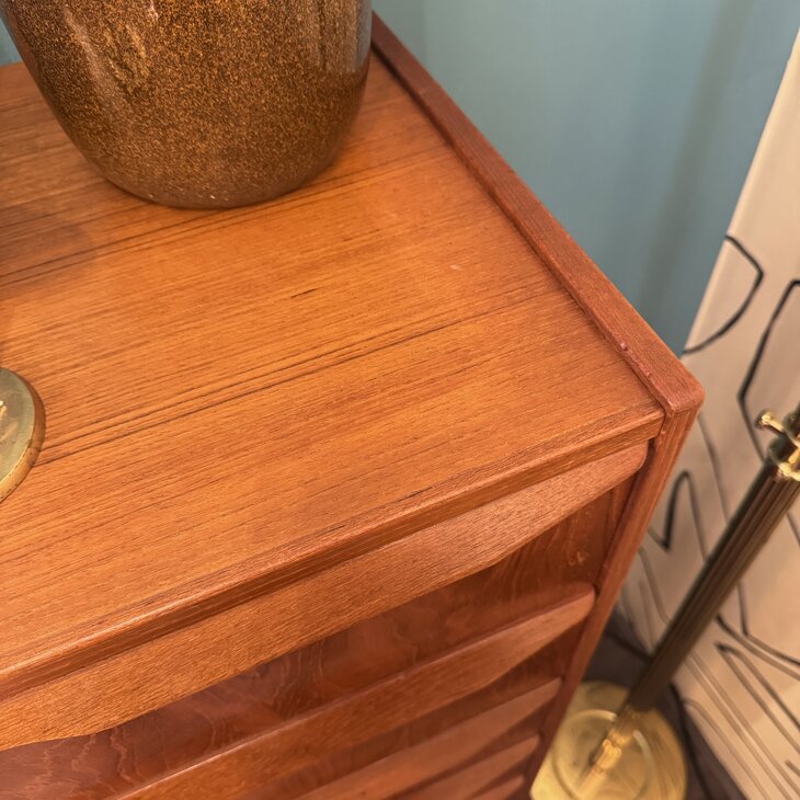 Vintage zeldzame midcentury teak Deense ladekast met 8 lades | Sprinkelhop