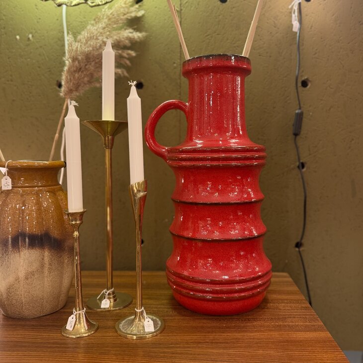 Vintage Scheurich West Germany vaas rood met blauw 427-47