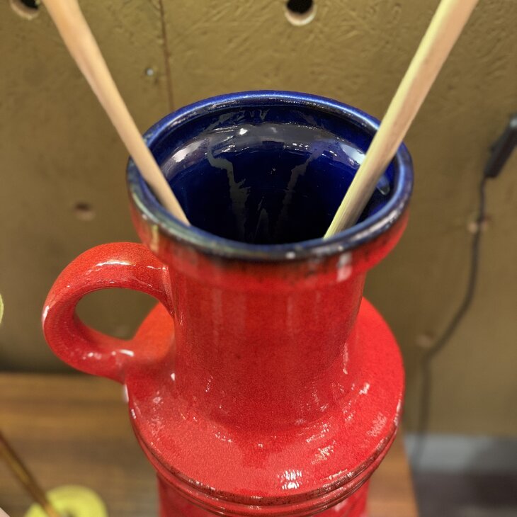 Vintage Scheurich West Germany vaas rood met blauw 427-47