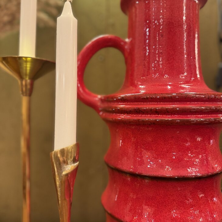 Vintage Scheurich West Germany vaas rood met blauw 427-47