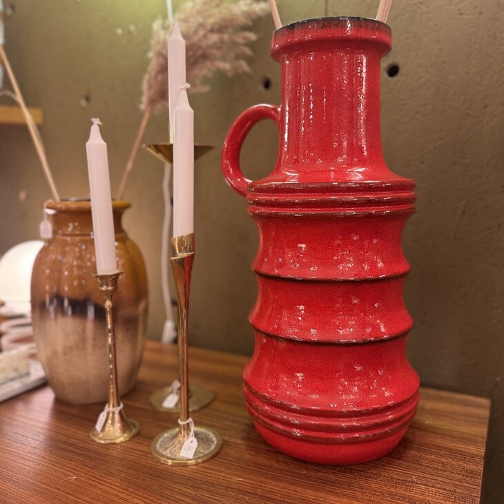 Vintage Scheurich West Germany vaas rood met blauw 427-47