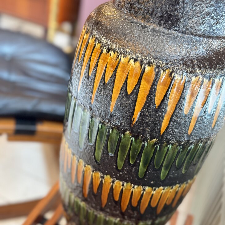 Grote vintage Scheurich West Germany vaas 553-52 oker groen | Sprinkelhop