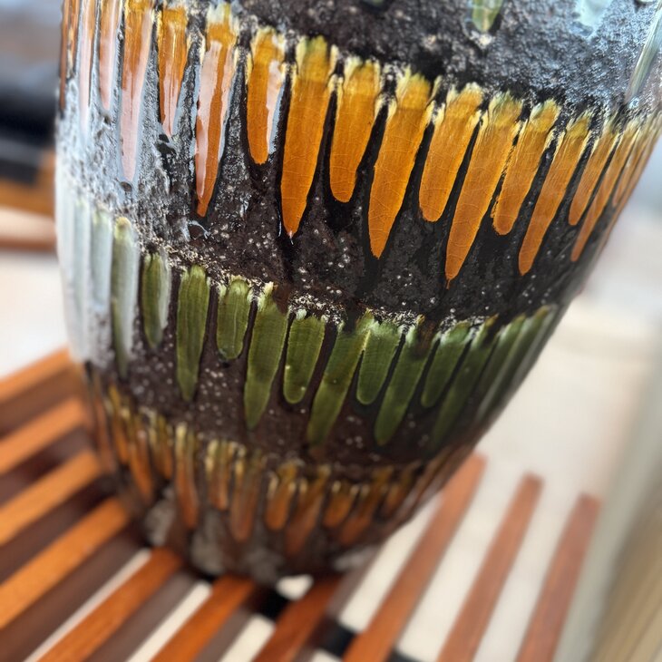 Grote vintage Scheurich West Germany vaas 553-52 oker groen | Sprinkelhop