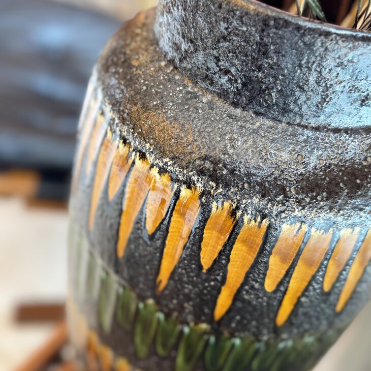 Grote vintage Scheurich West Germany vaas 553-52 oker groen | Sprinkelhop