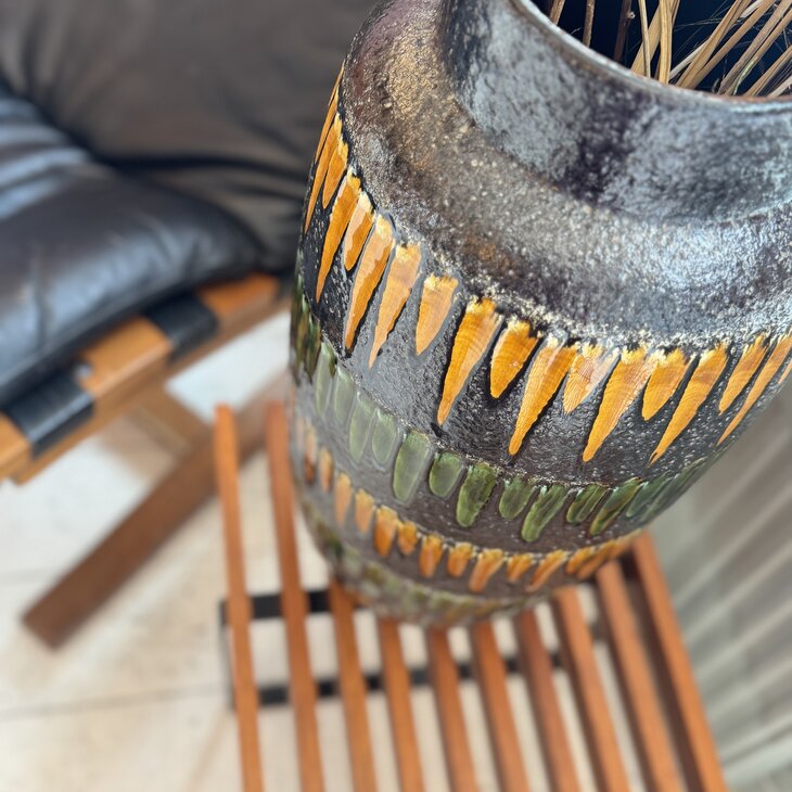 Grote vintage Scheurich West Germany vaas 553-52 oker groen | Sprinkelhop