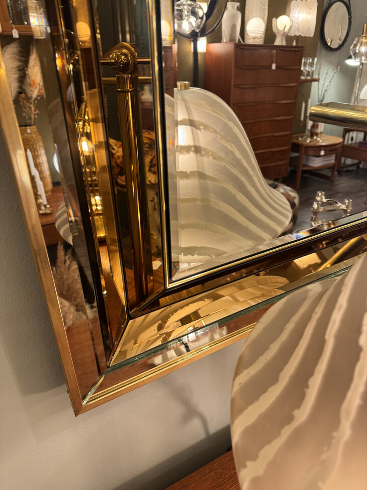 Vintage messing rechthoekige rosegouden spiegel facet geslepen| Sprinkelhop