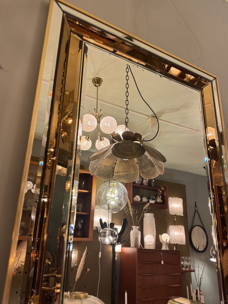 Vintage messing rechthoekige rosegouden spiegel facet geslepen| Sprinkelhop