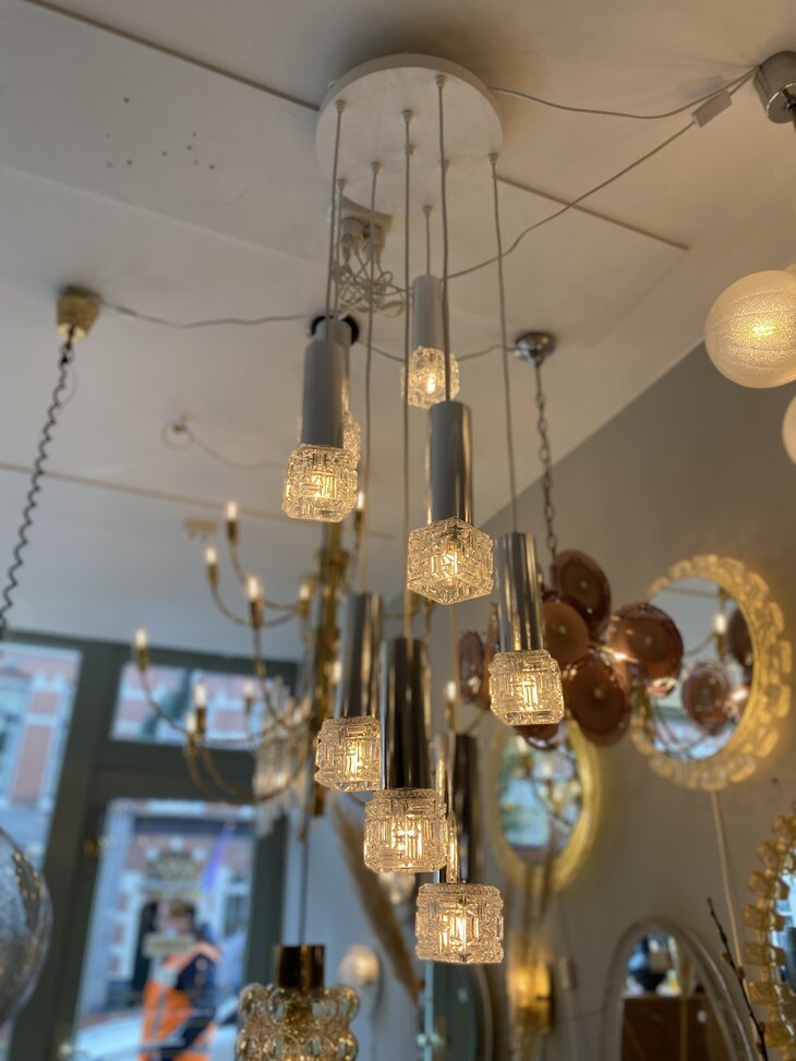 Vintage cascade hanglamp chroom met glas | Sprinkelhop