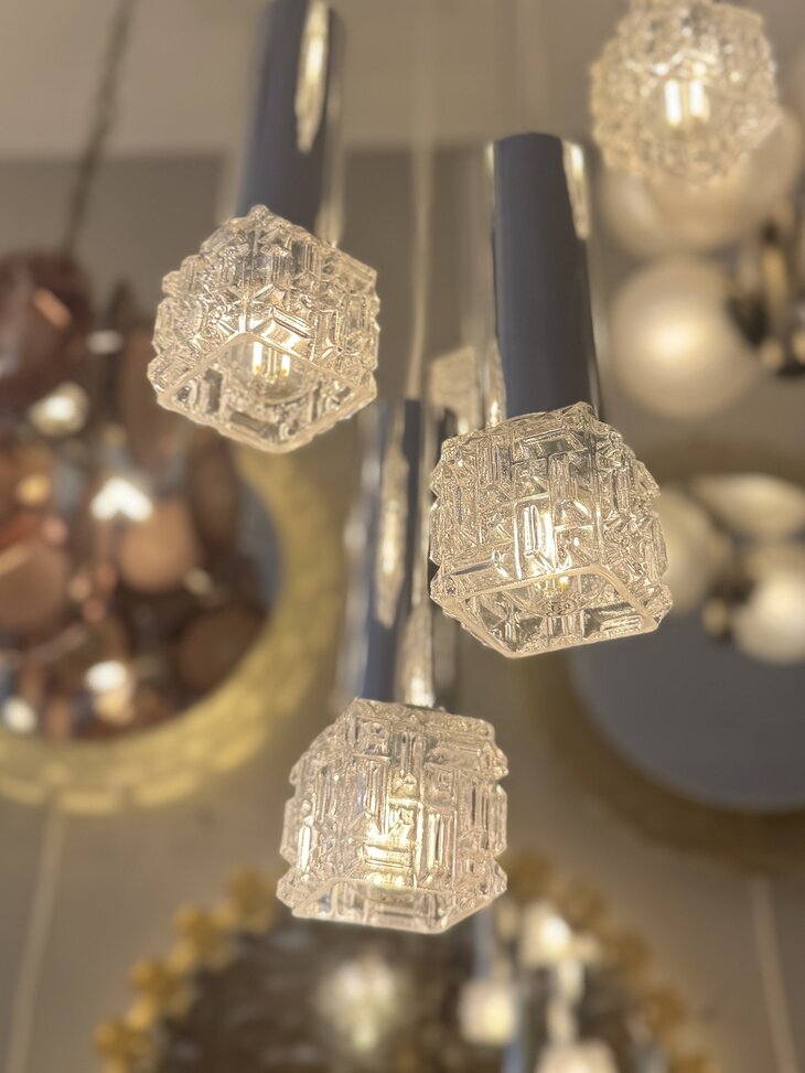 Vintage cascade hanglamp chroom met glas | Sprinkelhop