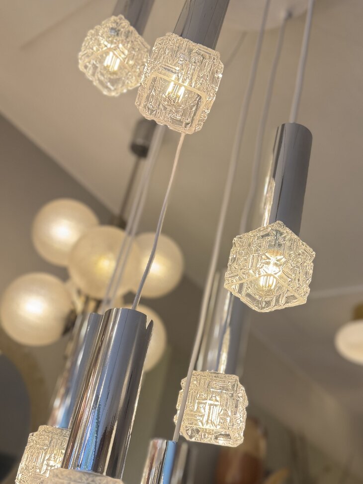 Vintage cascade hanglamp chroom met glas | Sprinkelhop