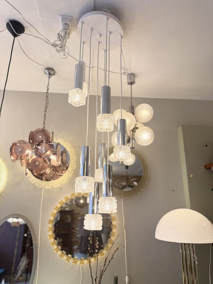 Vintage cascade hanglamp chroom met glas | Sprinkelhop