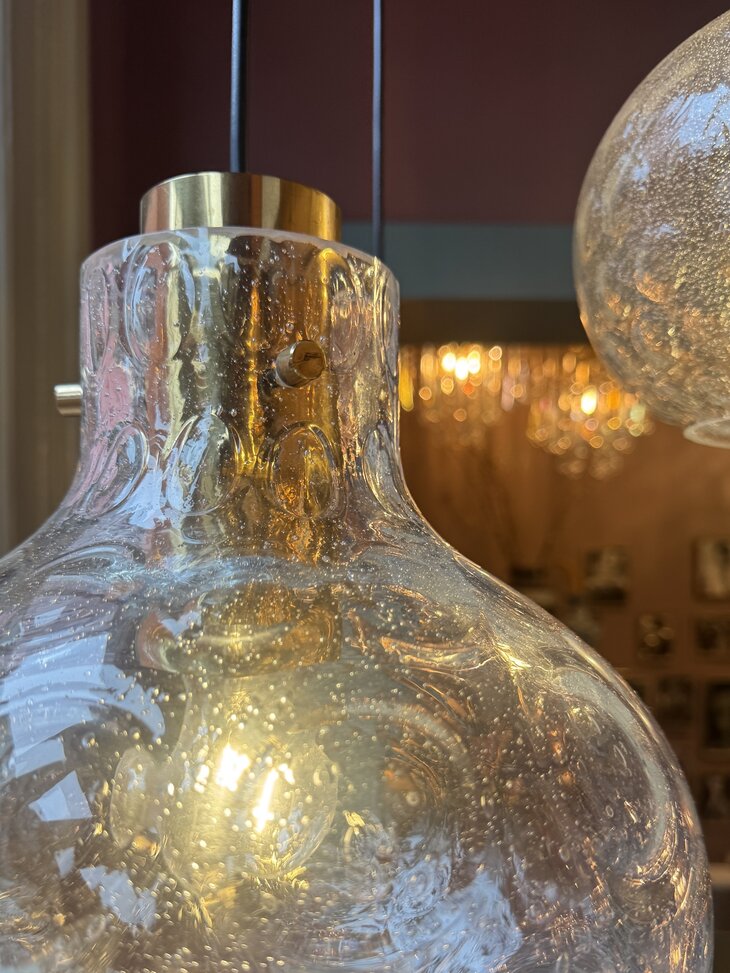 Messing Glashutte Limburg hanglamp space age cirkels 1970s