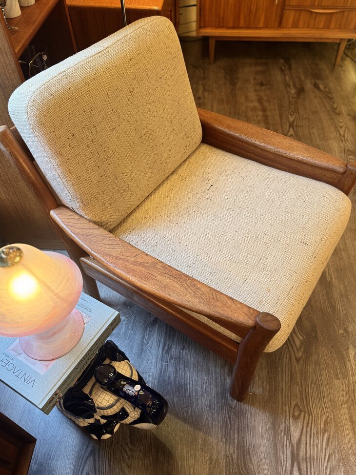 Vintage Deense teak houten fauteuil Dyrlund 1960s | Sprinkelhop