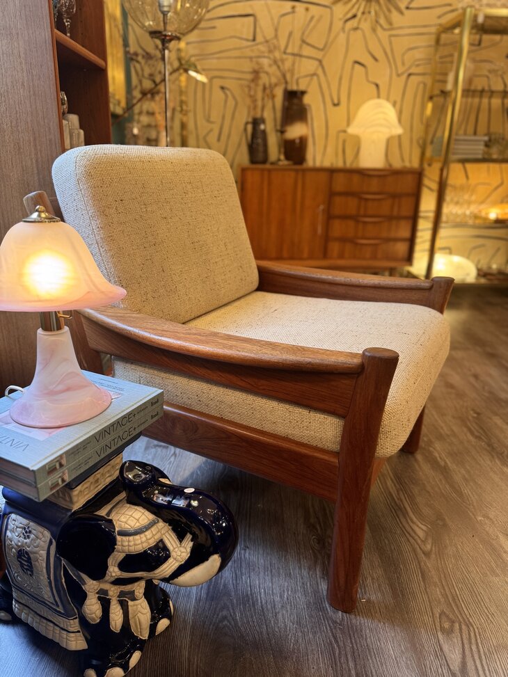 Vintage Deense teak houten fauteuil Dyrlund 1960s | Sprinkelhop