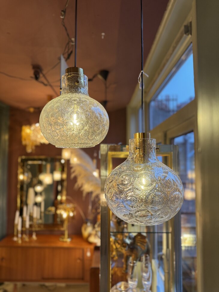 Messing Glashutte Limburg hanglamp space age cirkels 1970s klein