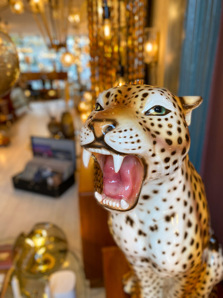 Vintage keramieken luipaard panter cheetah beeld | Sprinkelhop