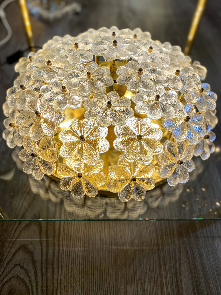 Vintage Ernst Palme plafondlamp bloemen met messing | Sprinkelhop