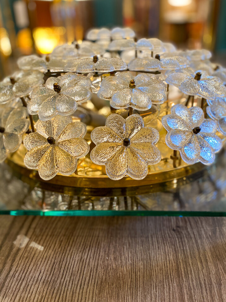 Vintage Ernst Palme plafondlamp bloemen met messing | Sprinkelhop