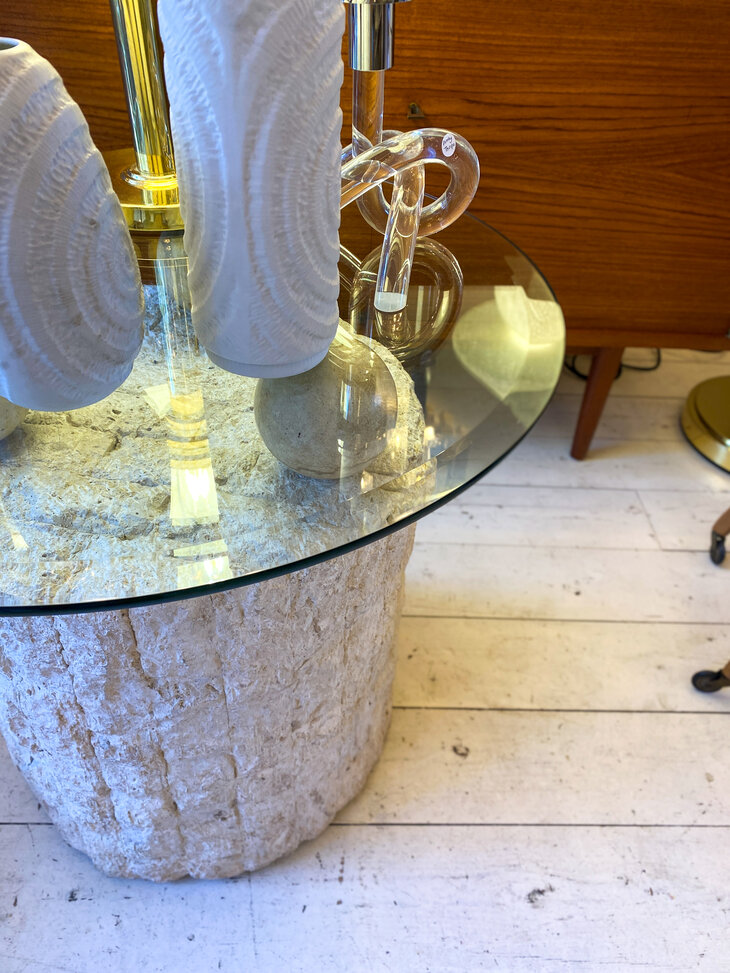 Vintage mactan stenen glazen salontafel Magnussen Ponte | Sprinkelhop