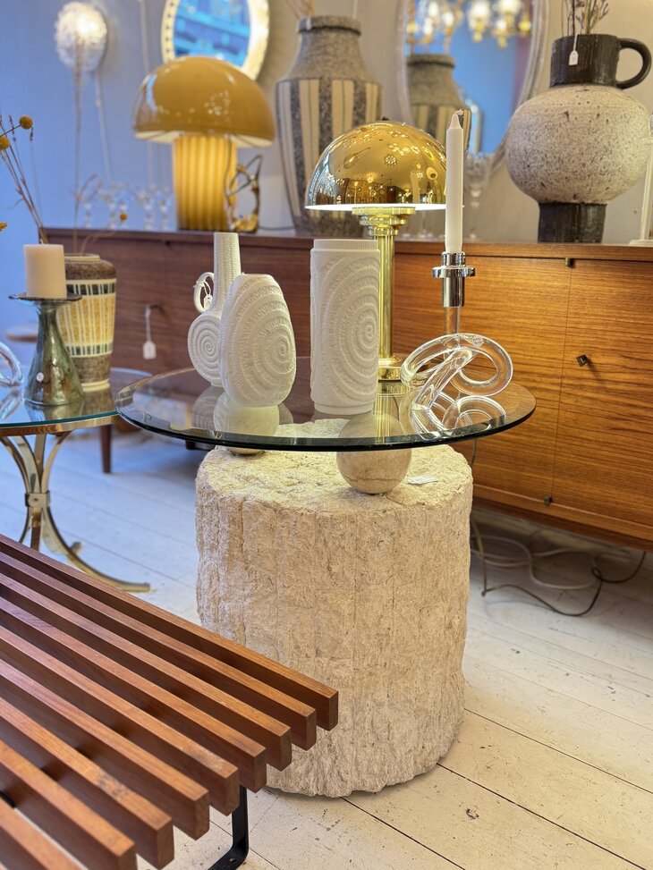 Vintage mactan stenen glazen salontafel Magnussen Ponte | Sprinkelhop