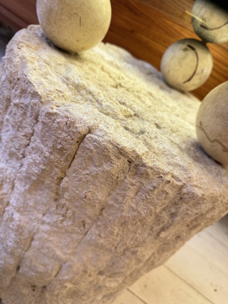 Vintage mactan stenen glazen salontafel Magnussen Ponte | Sprinkelhop