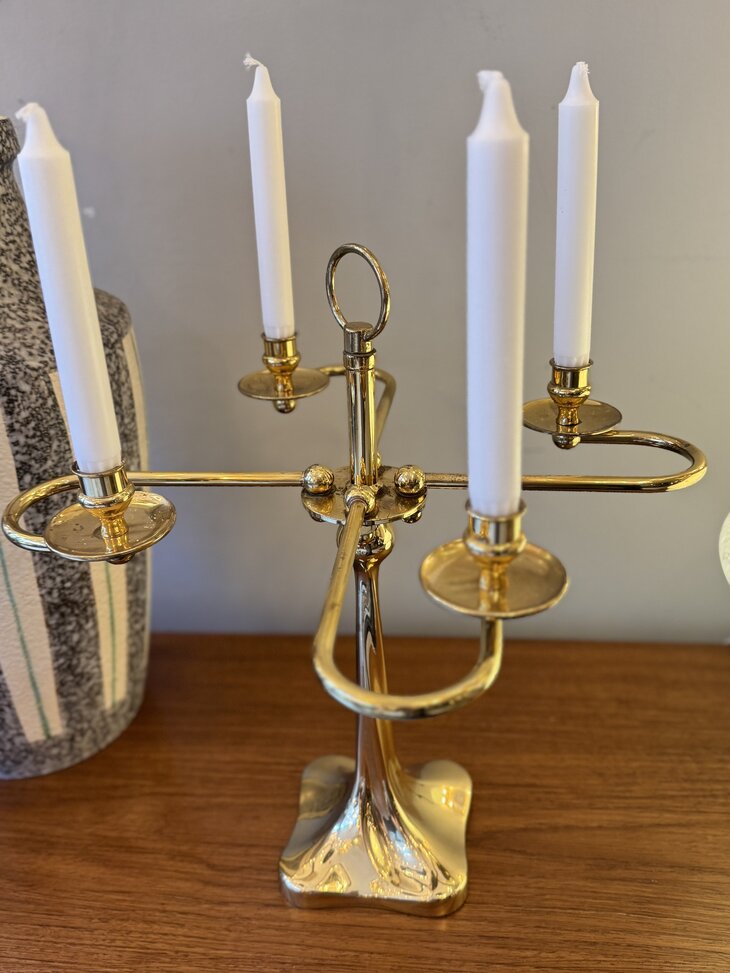 Grote vintage messing kandelaar messing 4 armen | Sprinkelhop