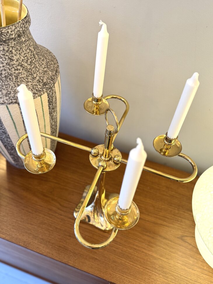 Grote vintage messing kandelaar messing 4 armen | Sprinkelhop