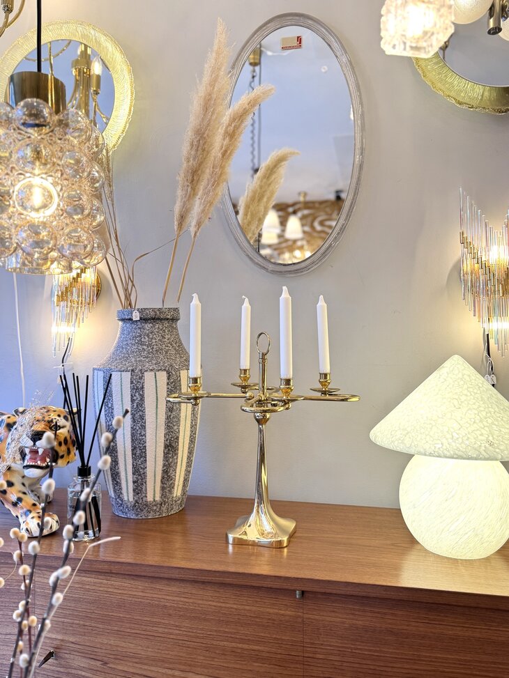 Grote vintage messing kandelaar messing 4 armen | Sprinkelhop