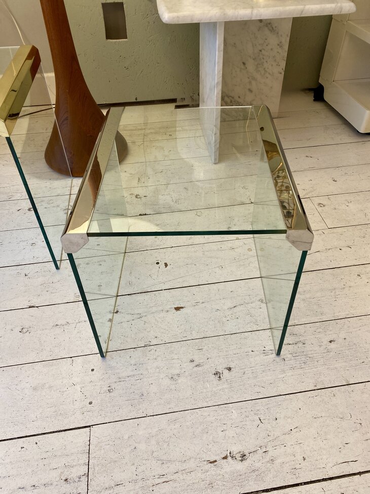 Vintage Gallotti en Radice salontafel glas chroom klein 1970s | Sprinkelhop