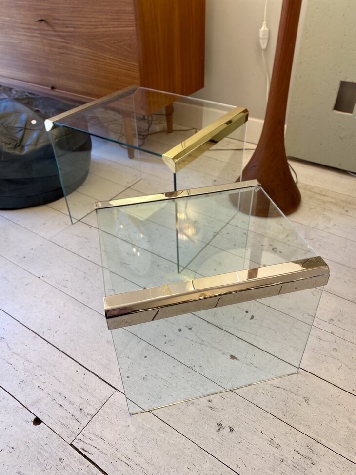 Vintage Gallotti en Radice salontafel glas chroom klein 1970s | Sprinkelhop