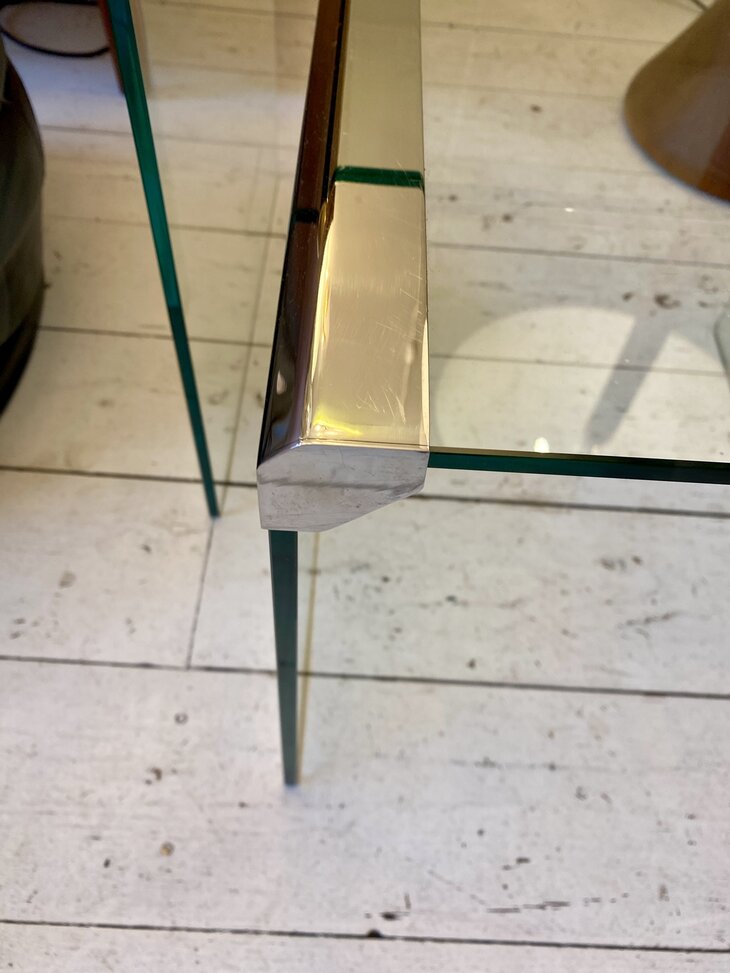 Vintage Gallotti en Radice salontafel glas chroom klein 1970s | Sprinkelhop