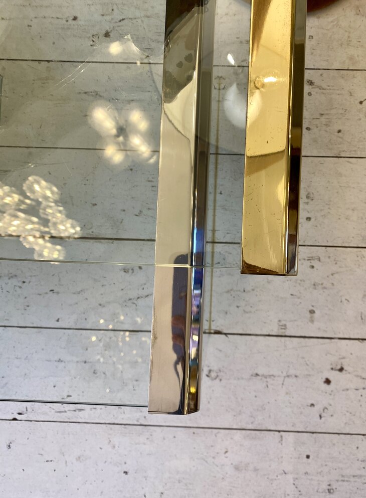 Vintage Gallotti en Radice salontafel glas chroom klein 1970s | Sprinkelhop