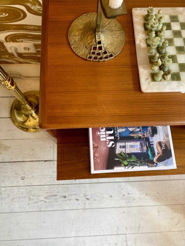 Deens Dyrlund vintage mediakast roltafel voor lp's en platenspeler | Sprinkelhop